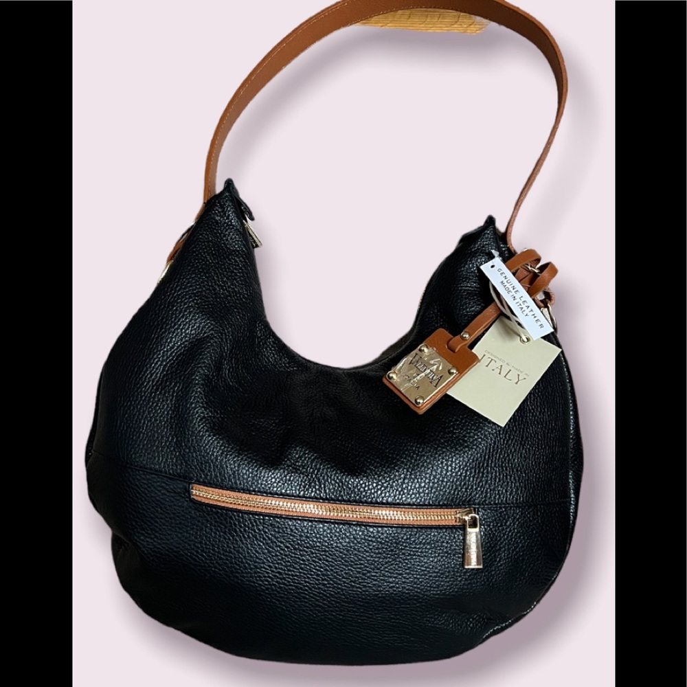 NWT Valentina soft Leather Pebble hobo Italian shoulder bag